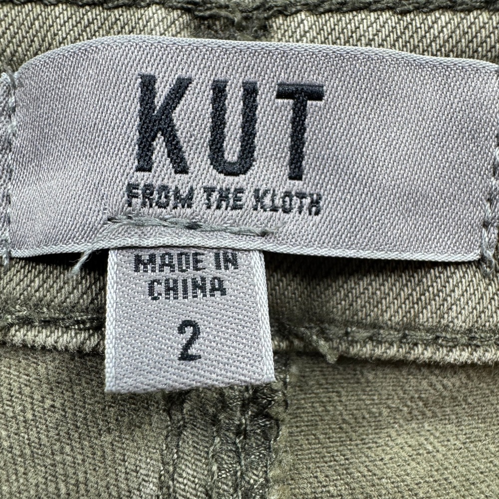 KUT From The Kloth Meg Pants Womens 2 Olive High Rise Wide Leg Carpenter Ankle - Picture 8 of 9